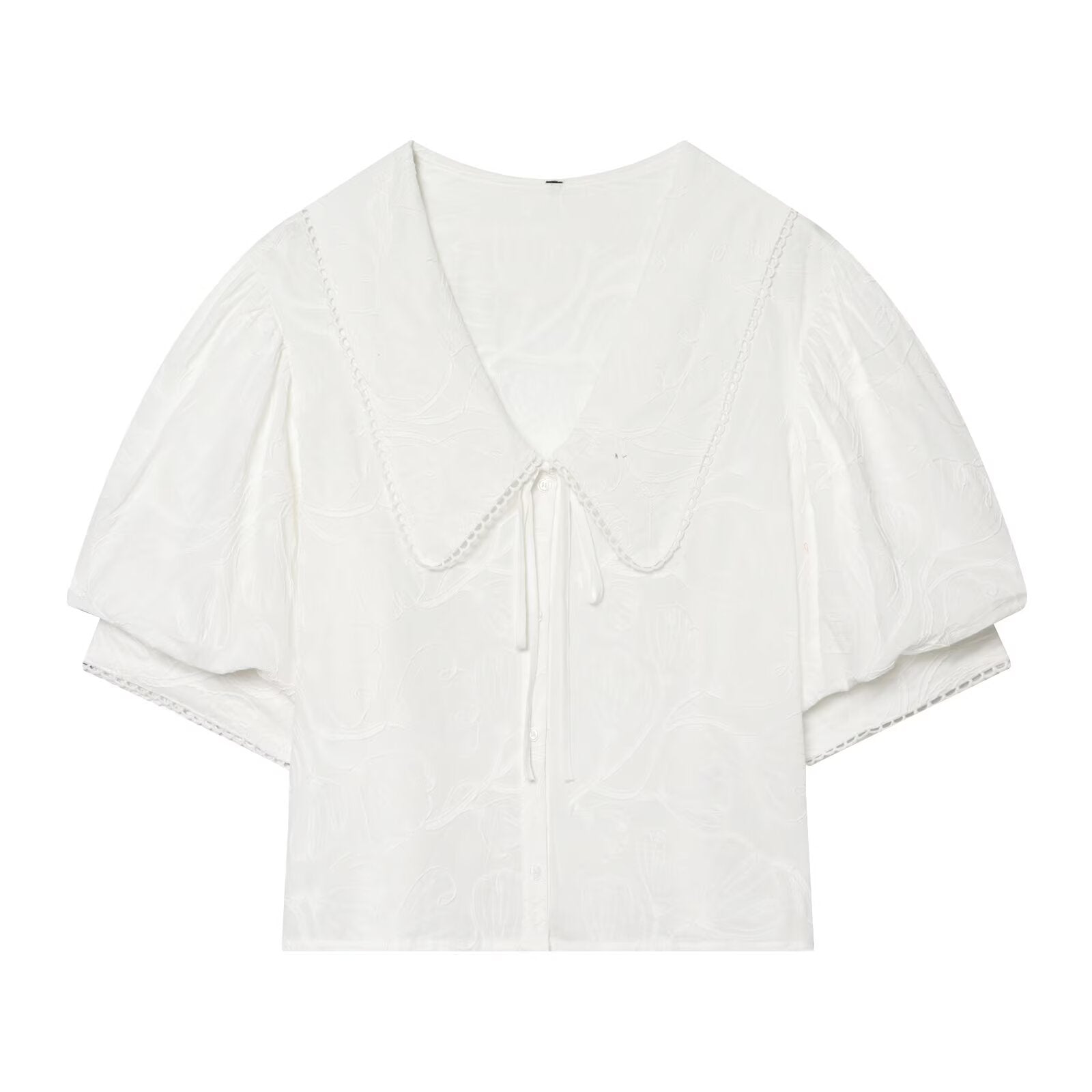 Women's Small Round Lapel Lace up Shirt
