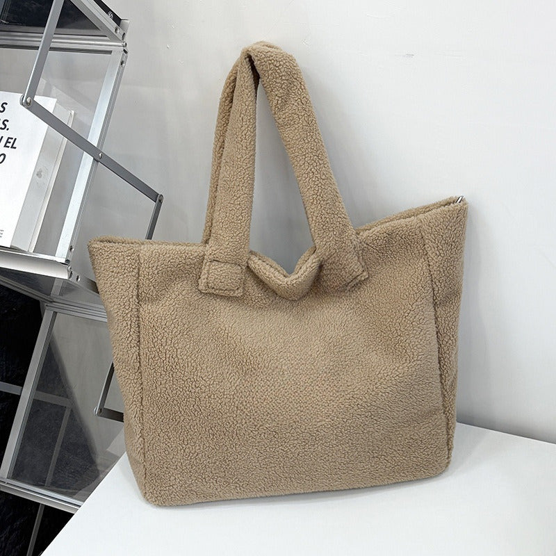 #498 Women's new fashion large-capacity lambswool bag