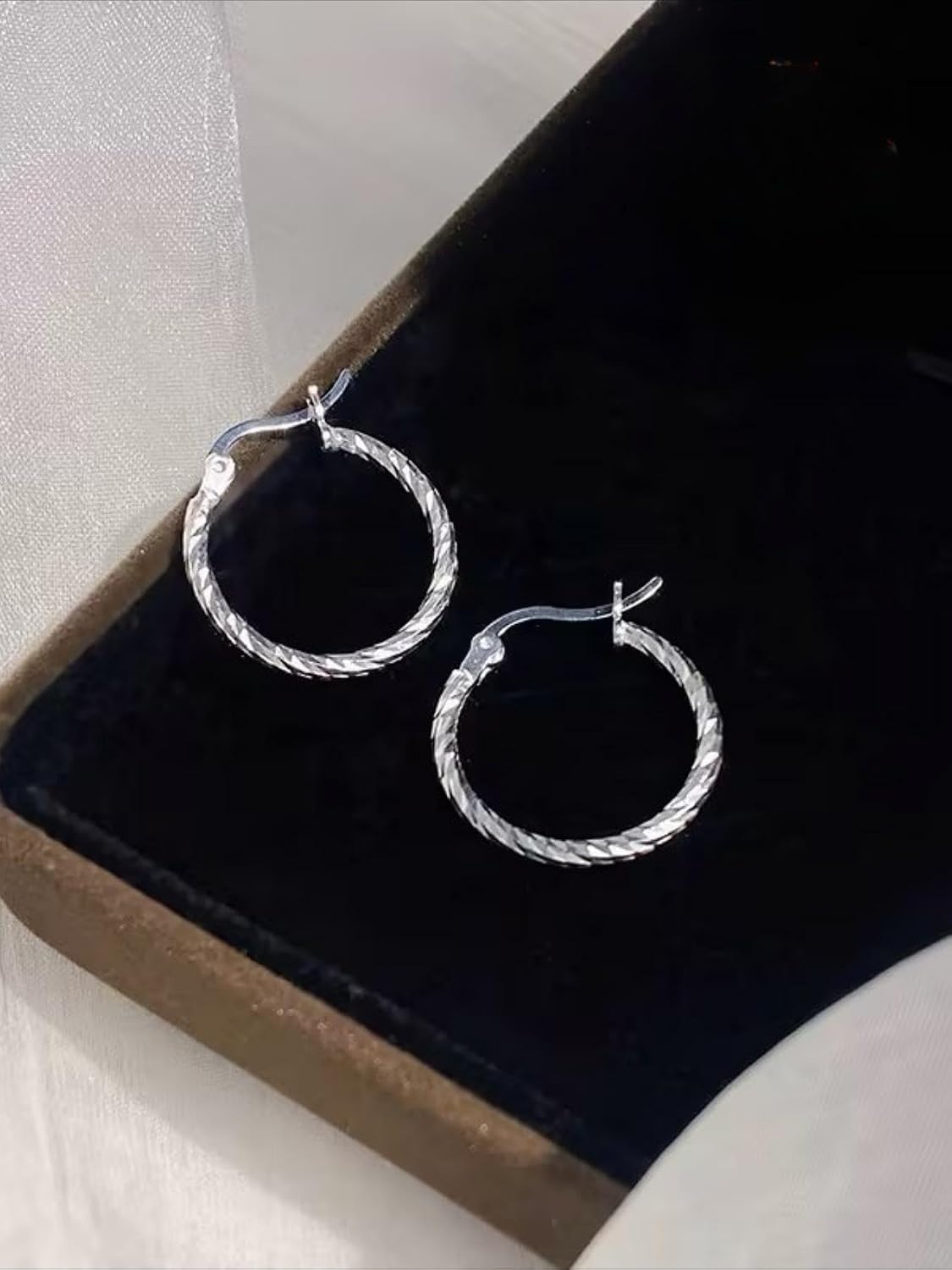 #30 Sterling Silver Minimalist Geometric Twist Circle Hoop Earrings - Durable, Hypoallergenic, and Nickel-Free Jewelry