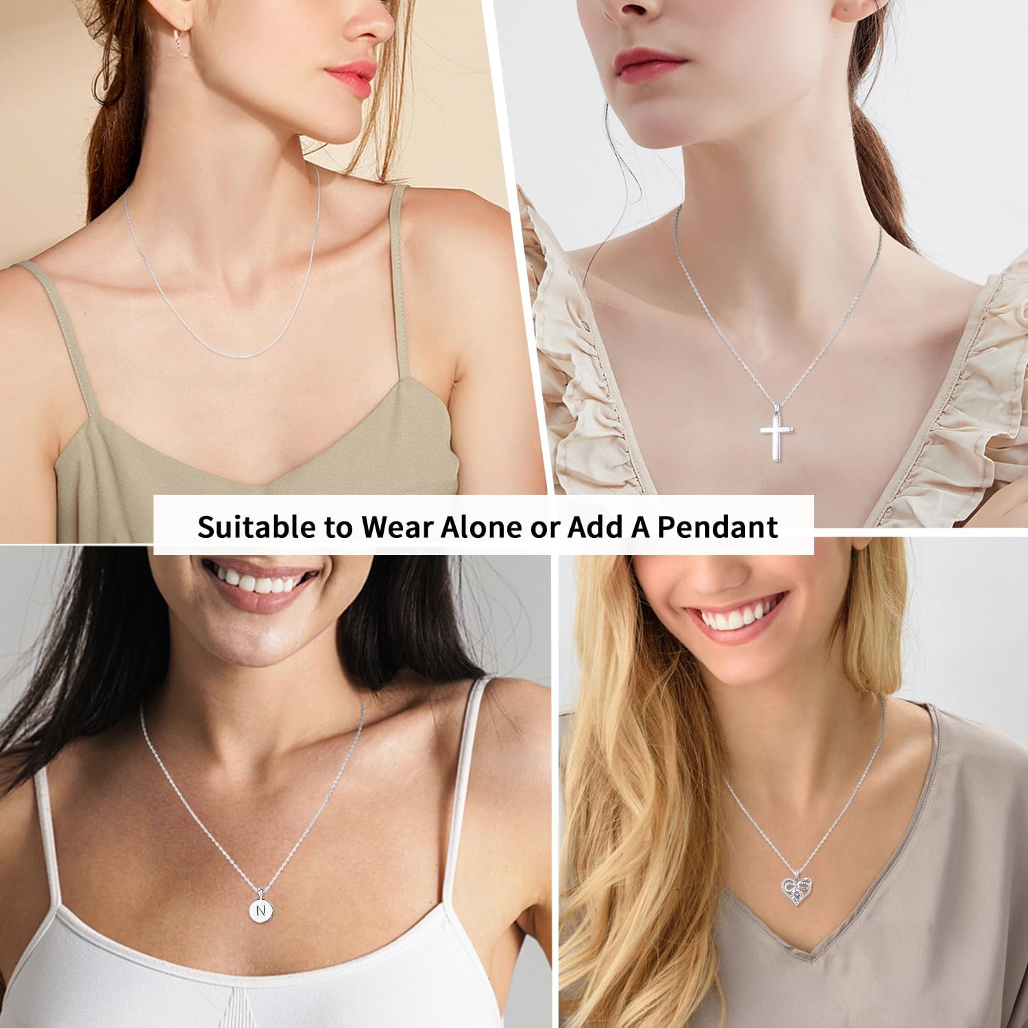 #30 Sterling Silver Chain Necklace for Women, 1mm Cable Chain Necklace Sturdy & Shiny Women's Chain Necklaces 14 16 17 18 20 22 24 Inch