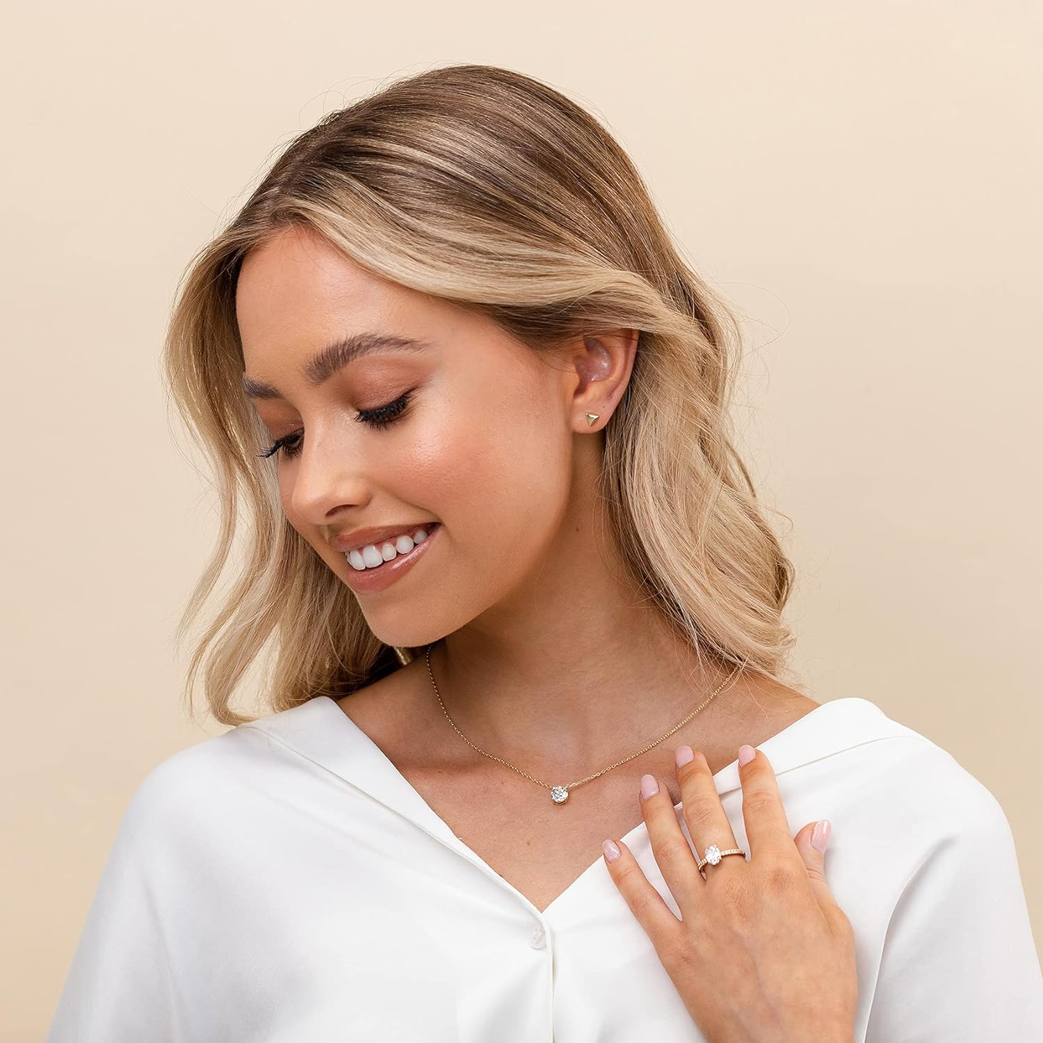 #1 PAVOI 14K Gold Plated Crystal Solitaire 1.5 Carat (7.3mm) Cubic Zirconia Dainty Choker Necklace | Gold Necklaces for Women