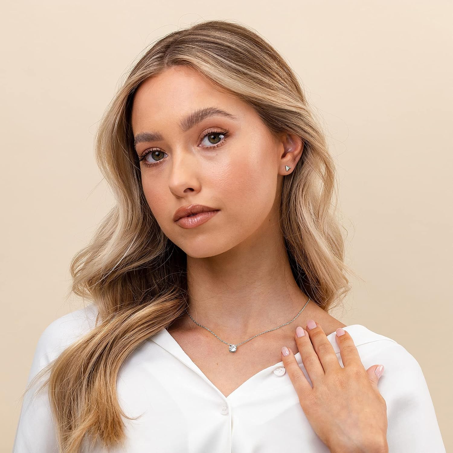 #1 PAVOI 14K Gold Plated Crystal Solitaire 1.5 Carat (7.3mm) Cubic Zirconia Dainty Choker Necklace | Gold Necklaces for Women