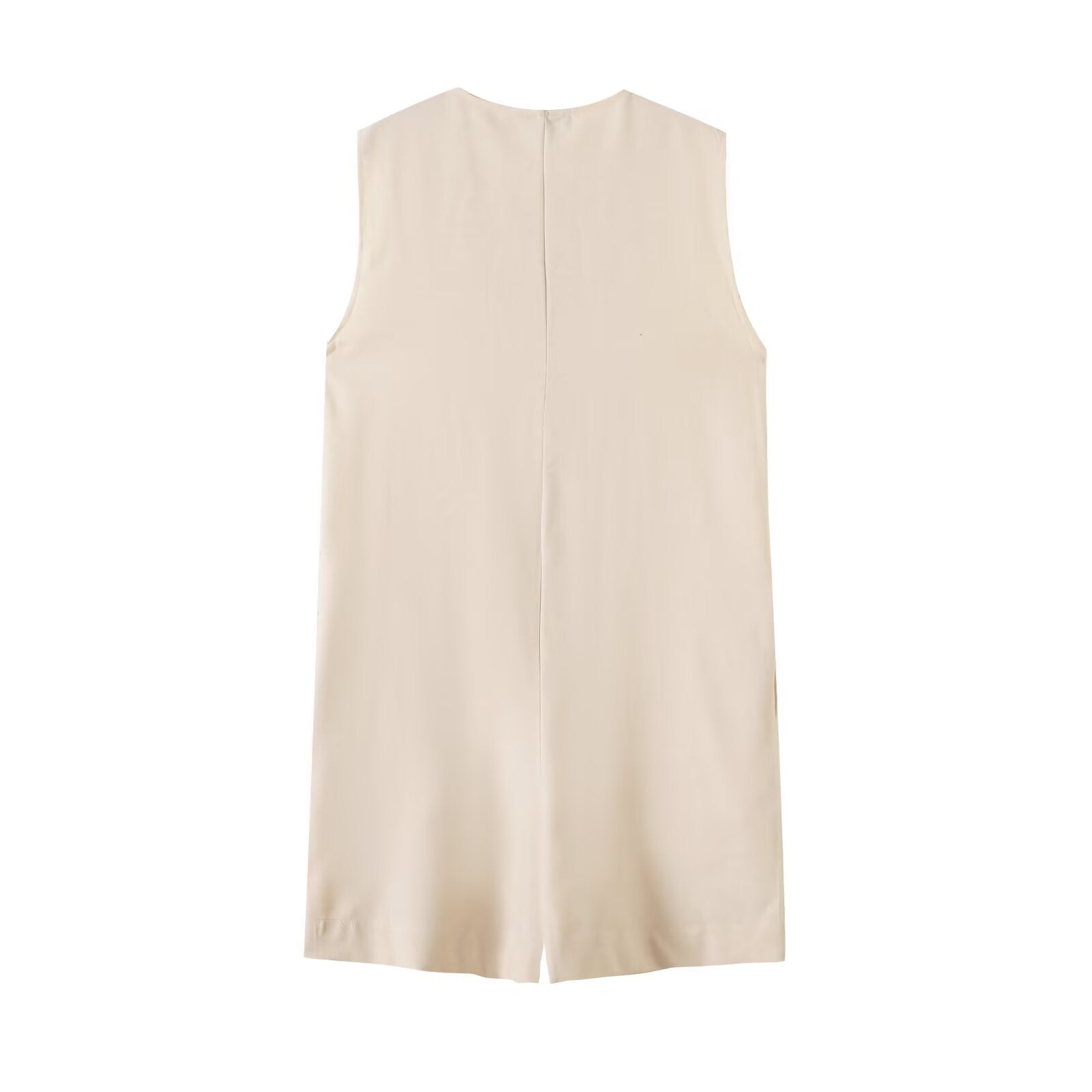 Women's 2025 new fashion zipper design sleeveless jumpsuit