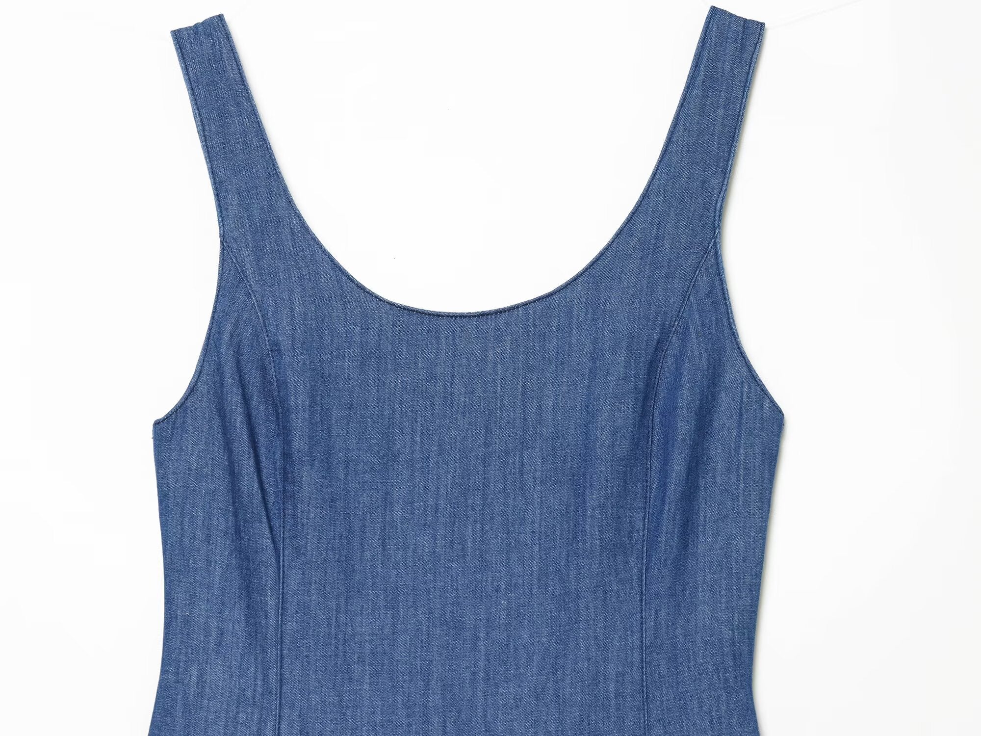 Women's cape style hem sleeveless denim dress