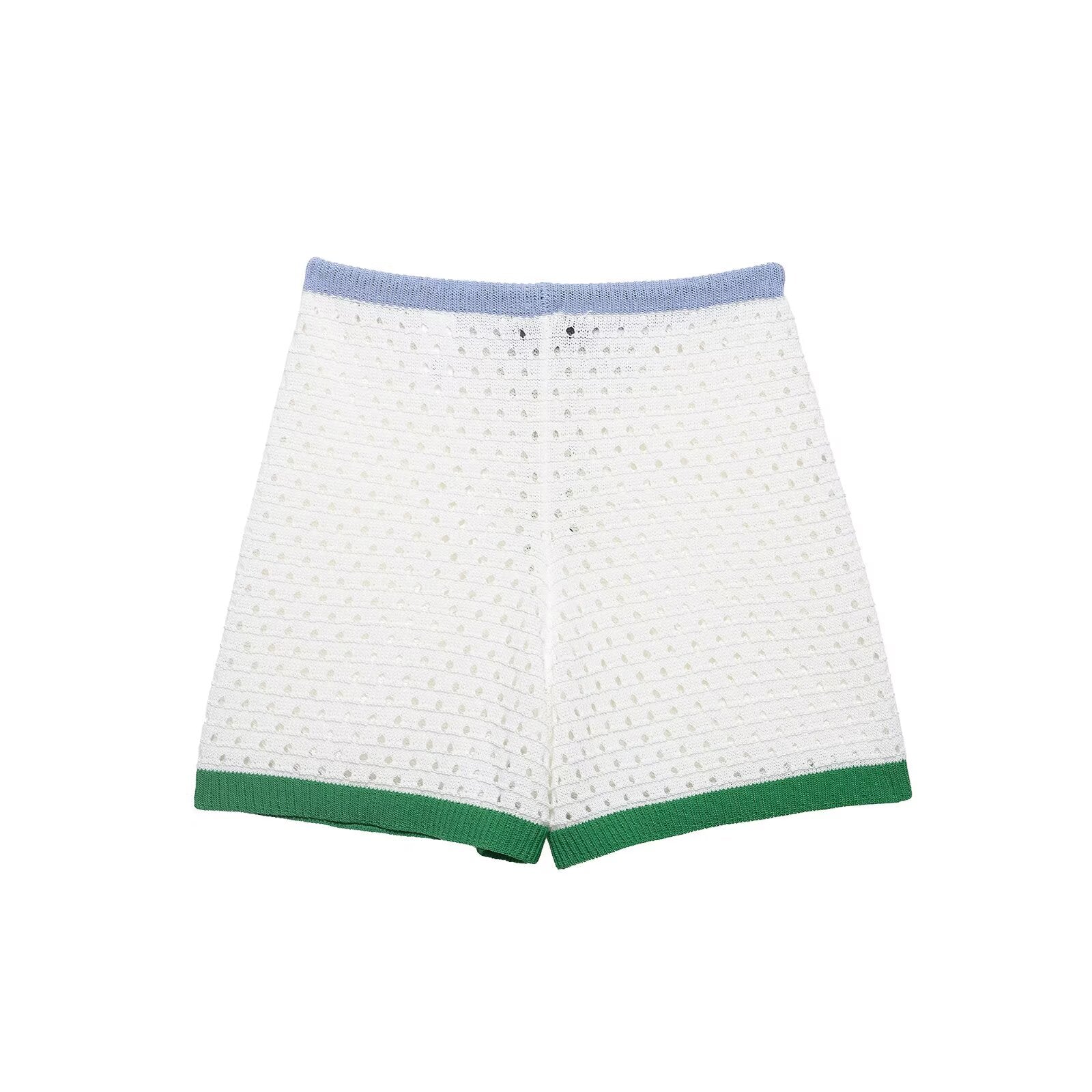 suit Women's 2 pieces hollow knitted polo shirt+shorts
