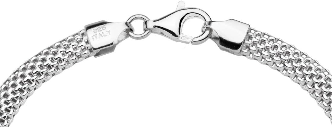 #30 Italian 925 Sterling Silver 5mm Mesh Bracelet for Women