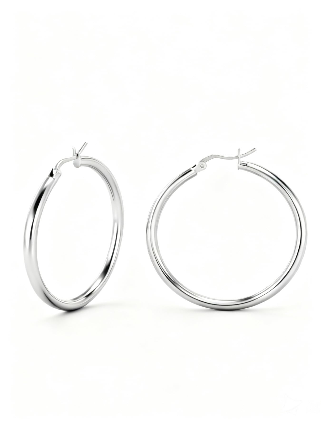 #30 Sterling Silver Minimalist Geometric Twist Circle Hoop Earrings - Durable, Hypoallergenic, and Nickel-Free Jewelry