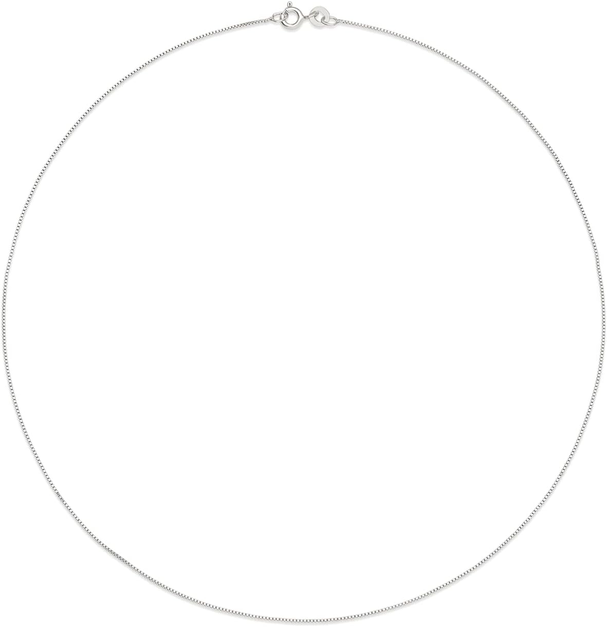 #20 Silver Thin 0.8mm Box Chain Necklace