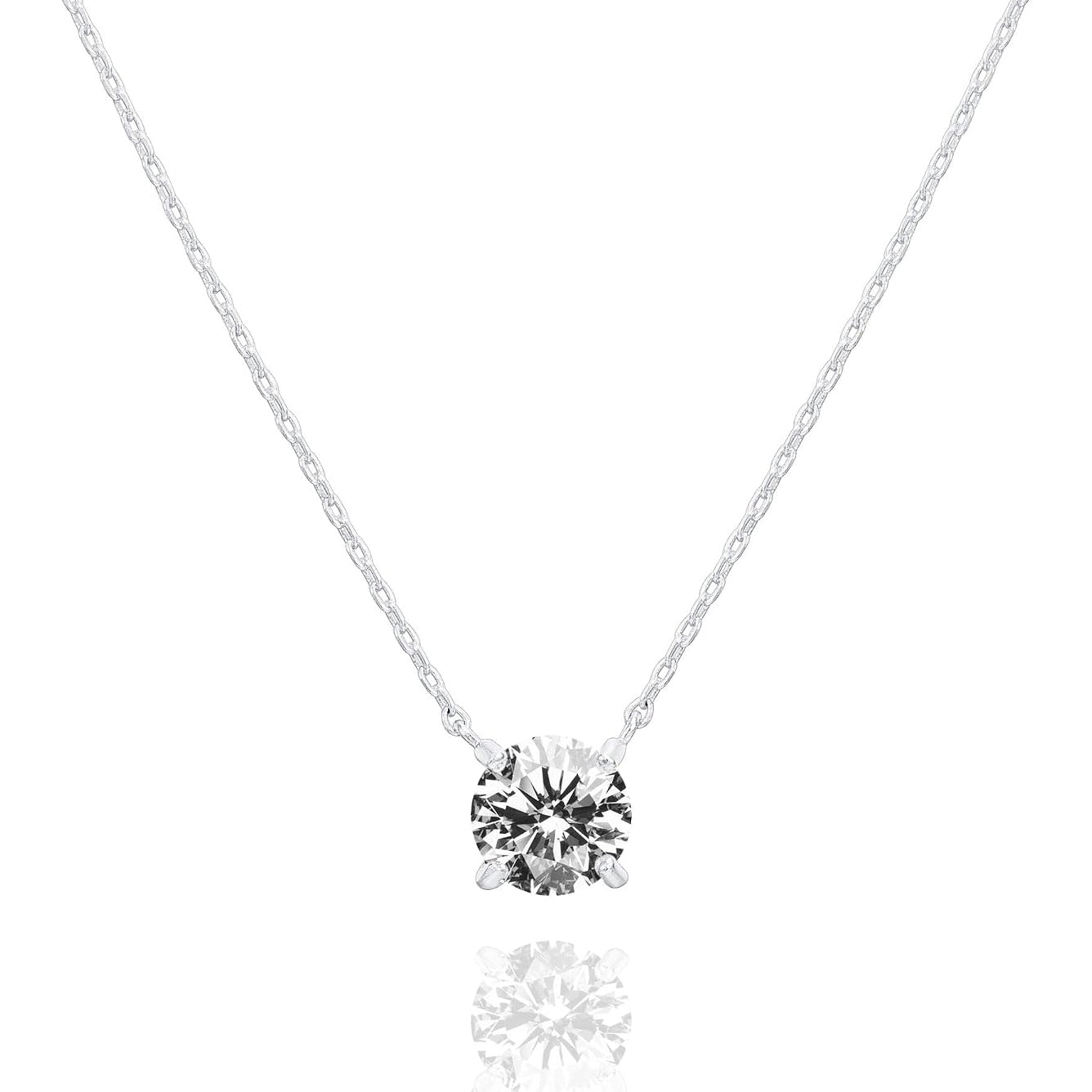 #1 PAVOI 14K Gold Plated Crystal Solitaire 1.5 Carat (7.3mm) Cubic Zirconia Dainty Choker Necklace | Gold Necklaces for Women