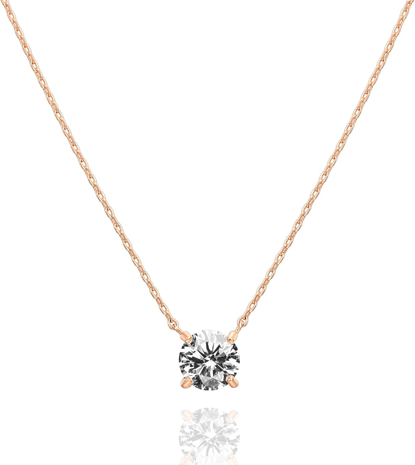 #1 PAVOI 14K Gold Plated Crystal Solitaire 1.5 Carat (7.3mm) Cubic Zirconia Dainty Choker Necklace | Gold Necklaces for Women