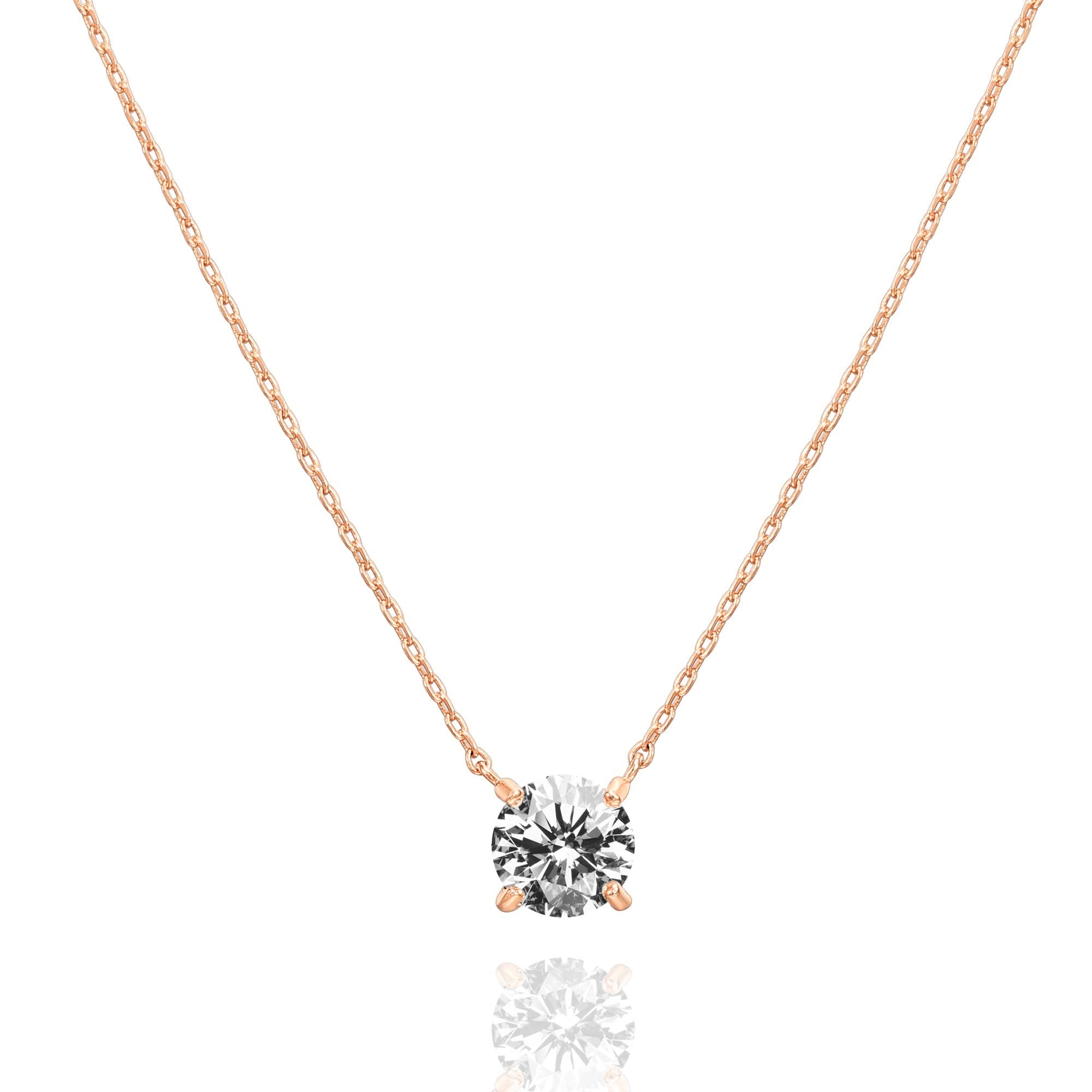 #1 PAVOI 14K Gold Plated Crystal Solitaire 1.5 Carat (7.3mm) Cubic Zirconia Dainty Choker Necklace | Gold Necklaces for Women