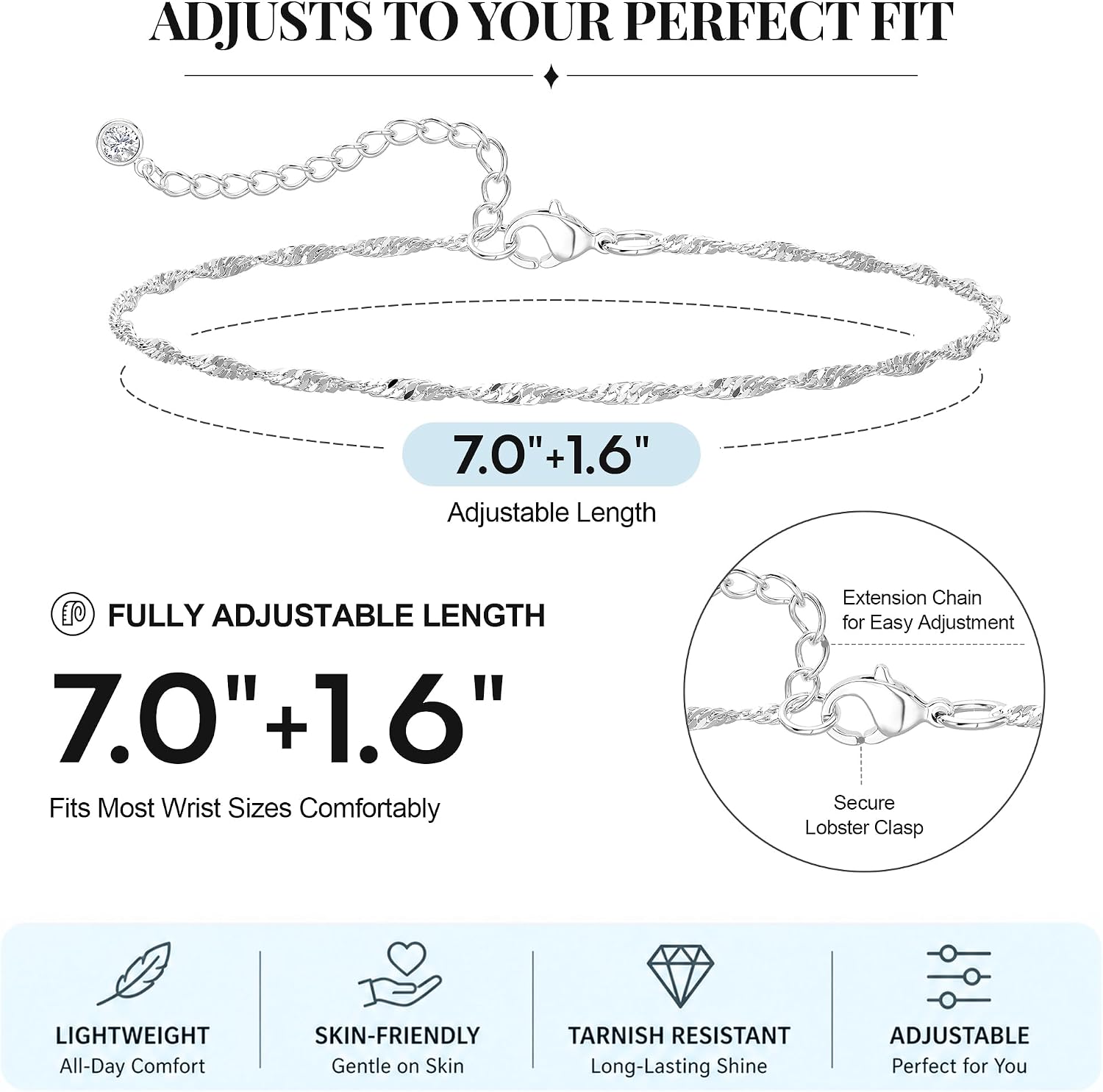 #20 Silver Bracelets for Women Trendy 14K Silver Plated Beaded Bracelet