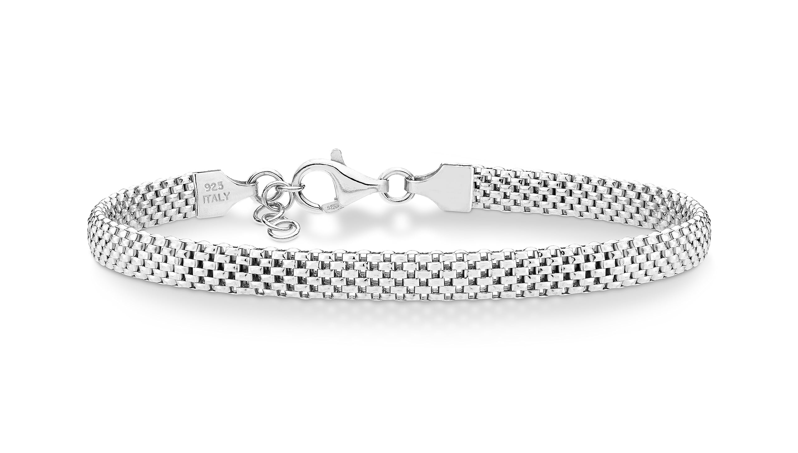 #30 Italian 925 Sterling Silver 5mm Mesh Bracelet for Women