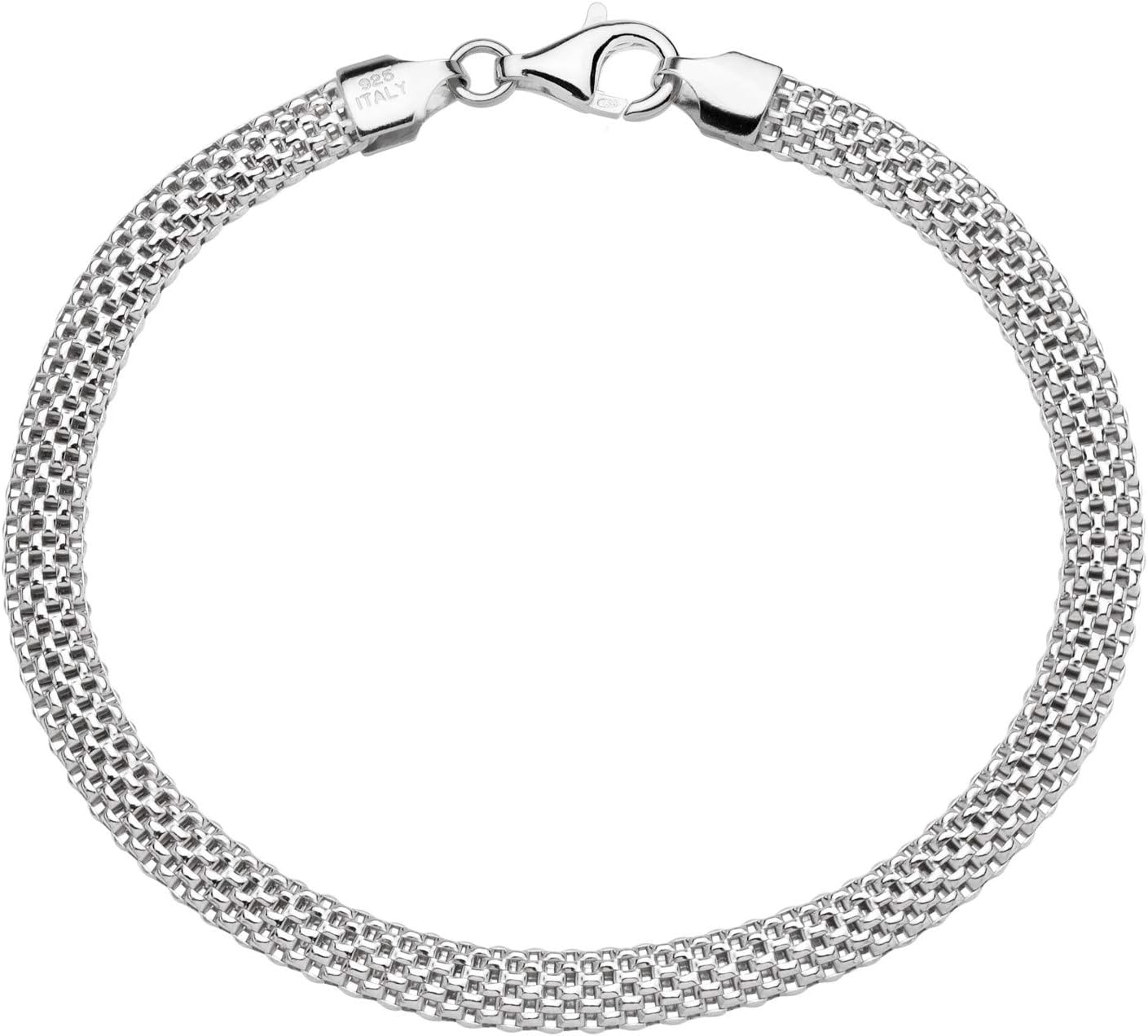 #30 Italian 925 Sterling Silver 5mm Mesh Bracelet for Women