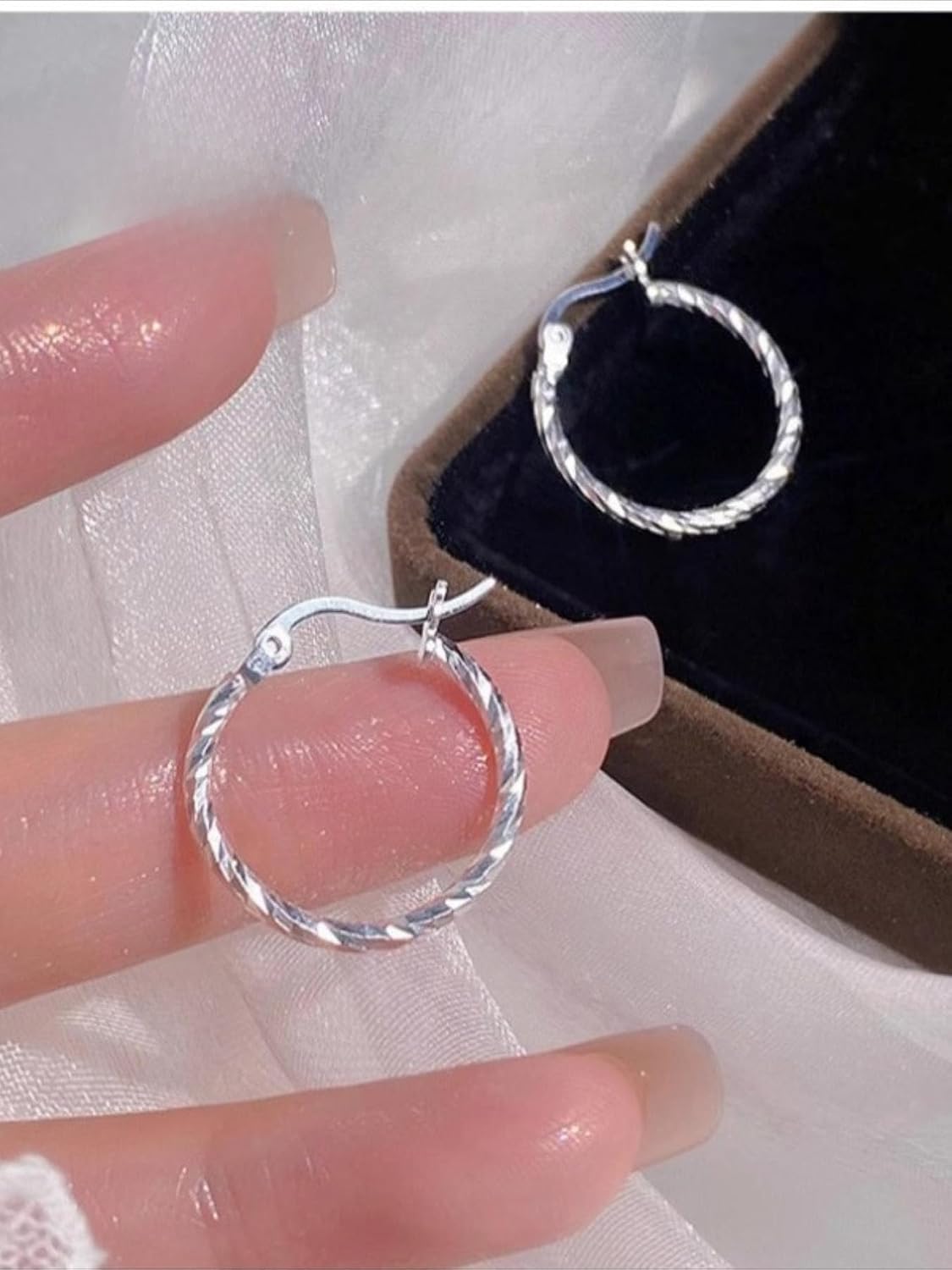 #30 Sterling Silver Minimalist Geometric Twist Circle Hoop Earrings - Durable, Hypoallergenic, and Nickel-Free Jewelry