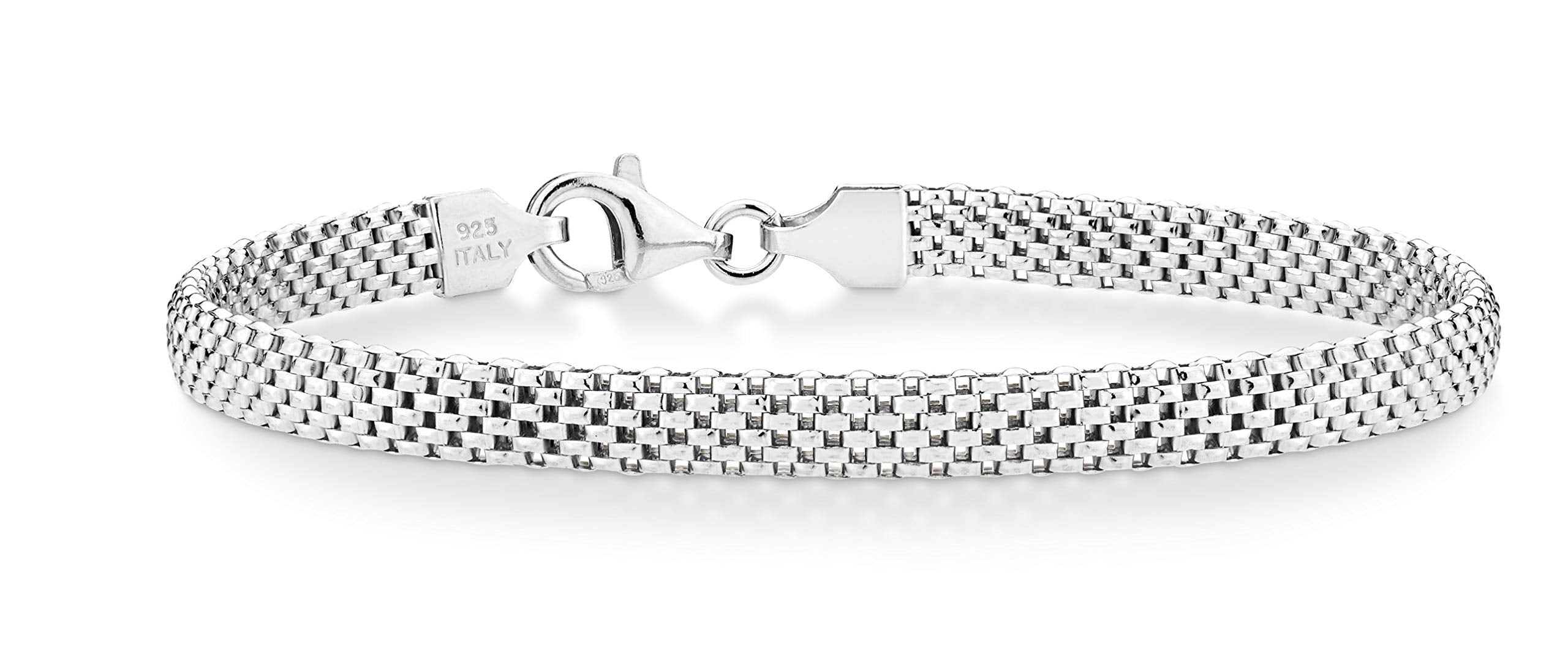 #30 Italian 925 Sterling Silver 5mm Mesh Bracelet for Women
