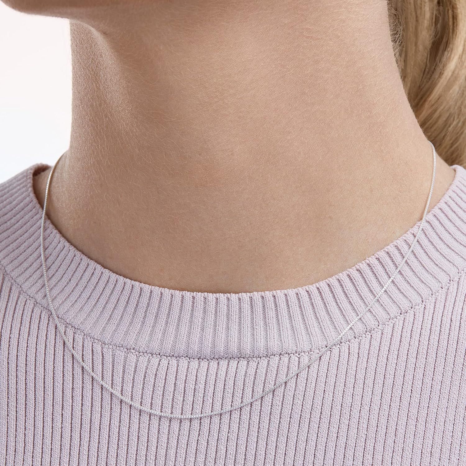 #20 Silver Thin 0.8mm Box Chain Necklace