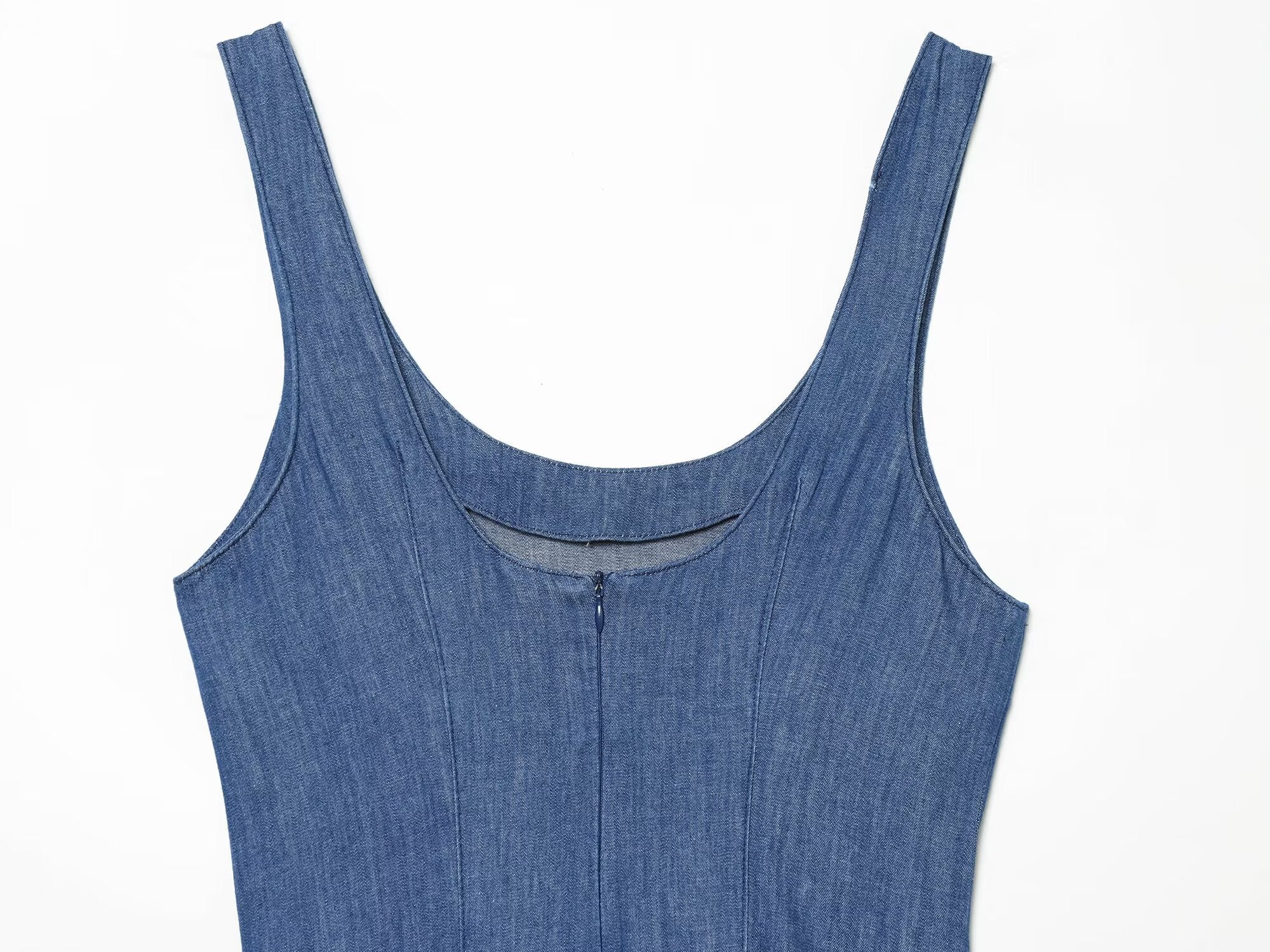 Women's cape style hem sleeveless denim dress