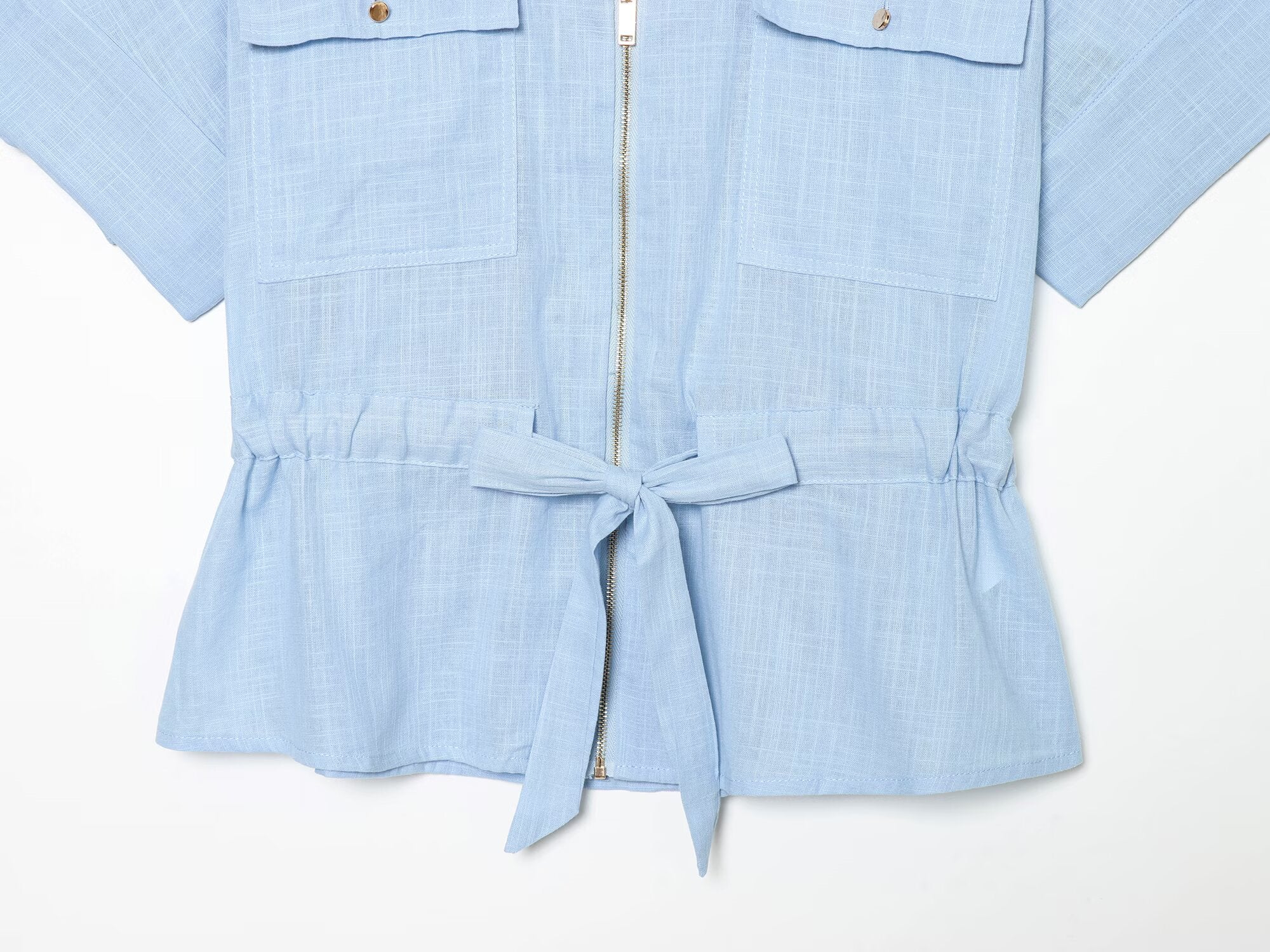 suit Women's 2 pieces linen blend zipper shirt+Pants