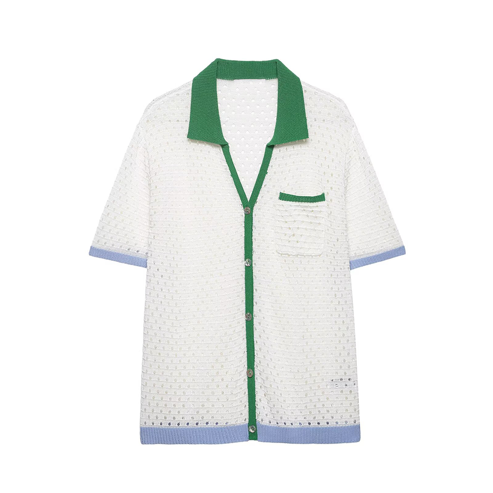 suit Women's 2 pieces hollow knitted polo shirt+shorts