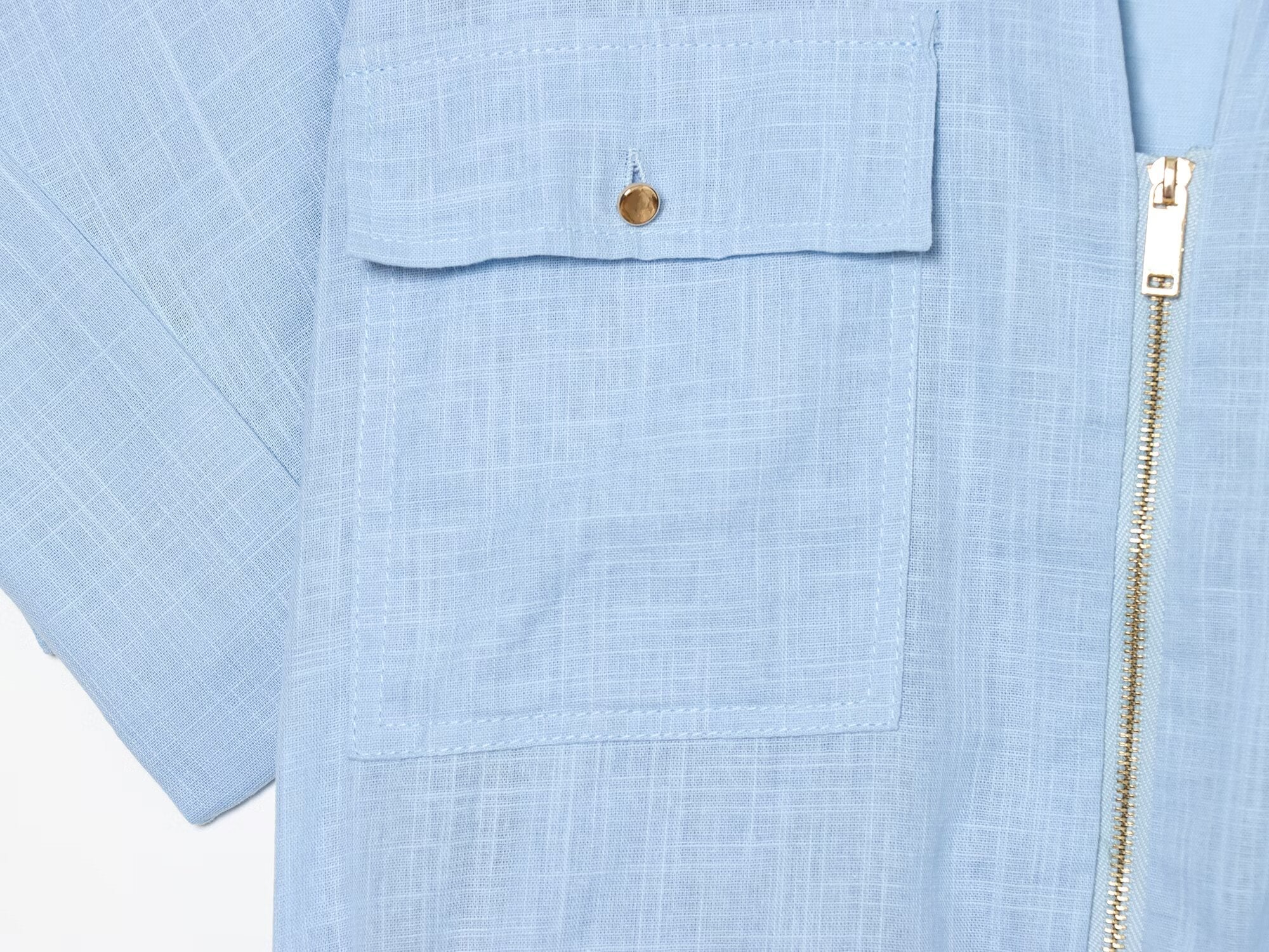 suit Women's 2 pieces linen blend zipper shirt+Pants